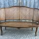 Antique Louis XV bench in solid walnut and caning