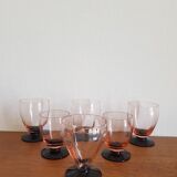 Lot de 6 verres art deco ancien  bicolores