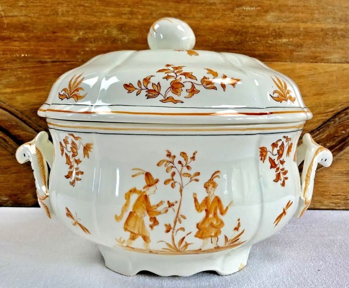 Ancienne soupière légumier Longchamp décor Moustiers  Olérys