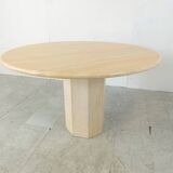 Round italian travertine dining table 1970s