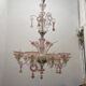 Large Venetian Pink Murano Glass Chandelier 1960’s