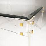 Table low plexiglas and brass, C.1980
