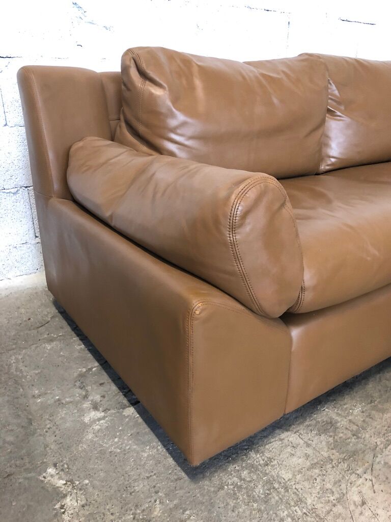 Vintage leather living room set by Edelhard Harlis for Mobilier International, California 1955