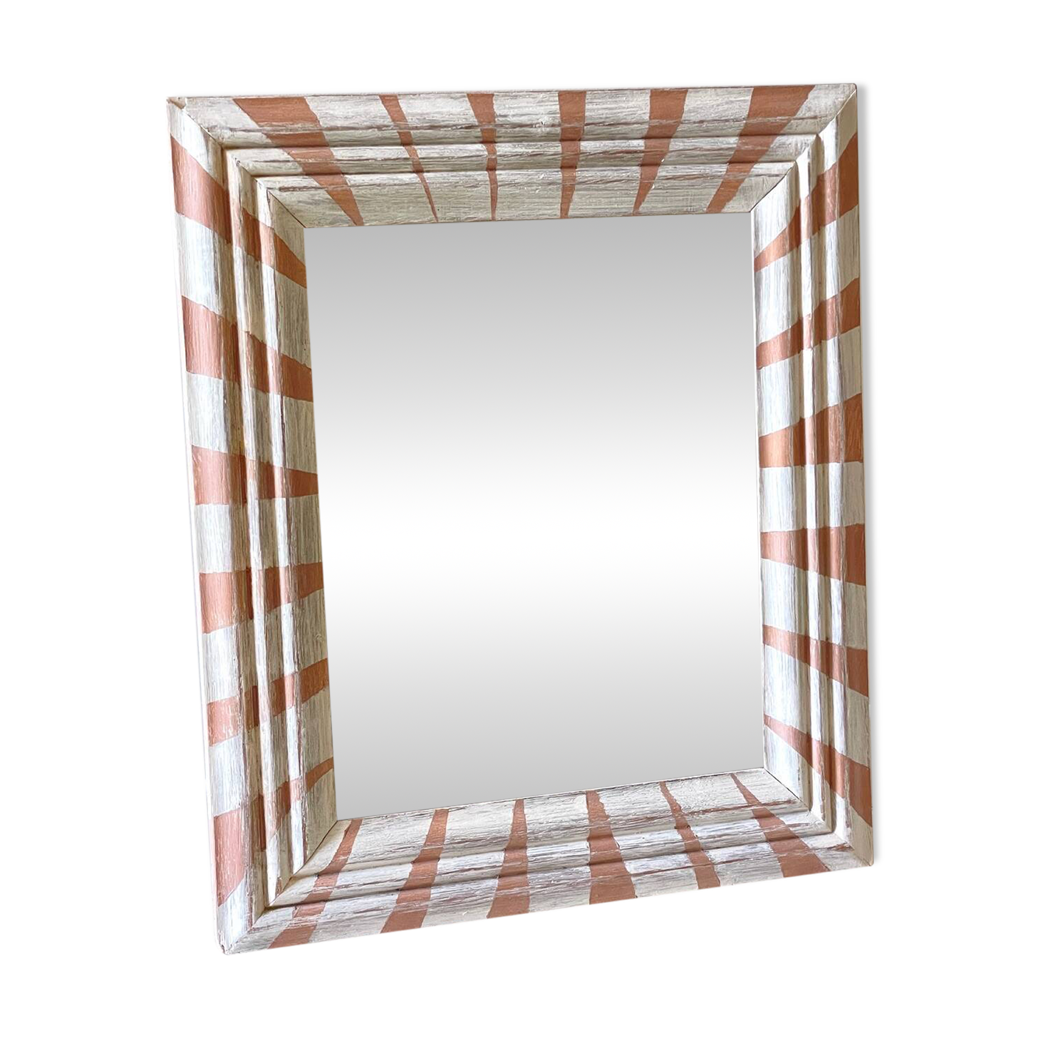 Antique wooden mirror hand-painted.