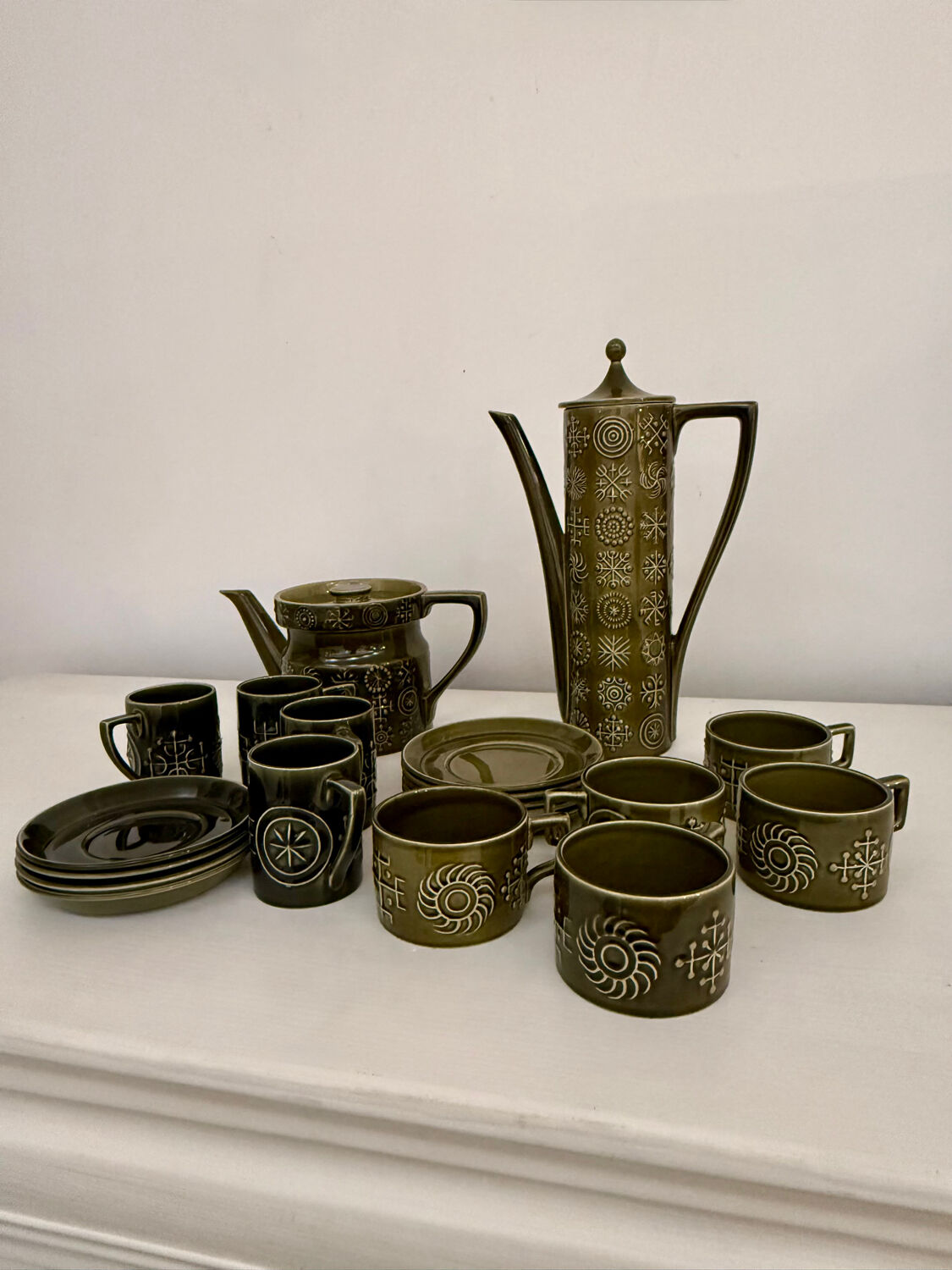 Coffee/tea service "Totem" Portmeirion – Susan Williams-Ellis – Green O