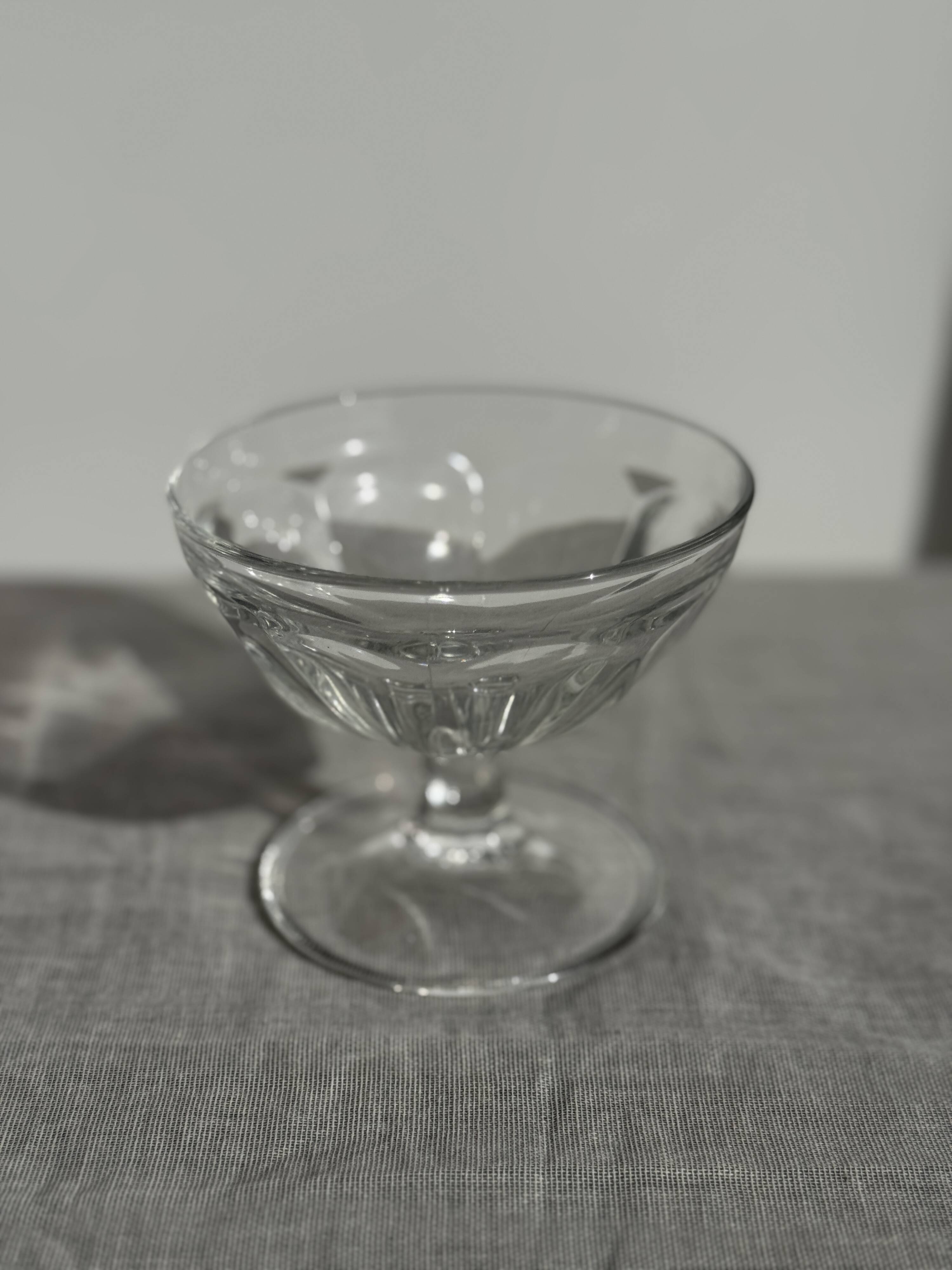 Set of 10 small vintage glass ice cream bowls.