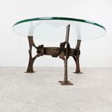 Sculpted steel flower coffee table, 1970s