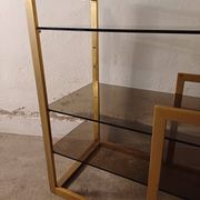 Brass shelf, smoked glass
