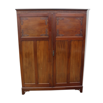 2 x door mahogany wardrobe .