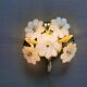 Swedish wall lamp in transparent and white glass shaped like flowers 1960s