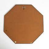 Large unusual Italian Mid Century Modern octagonal brass wall mirror