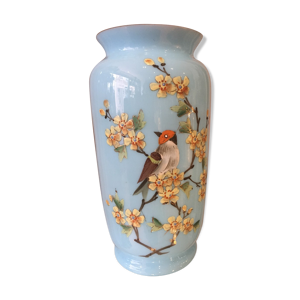 Vase en opaline bleu - floral