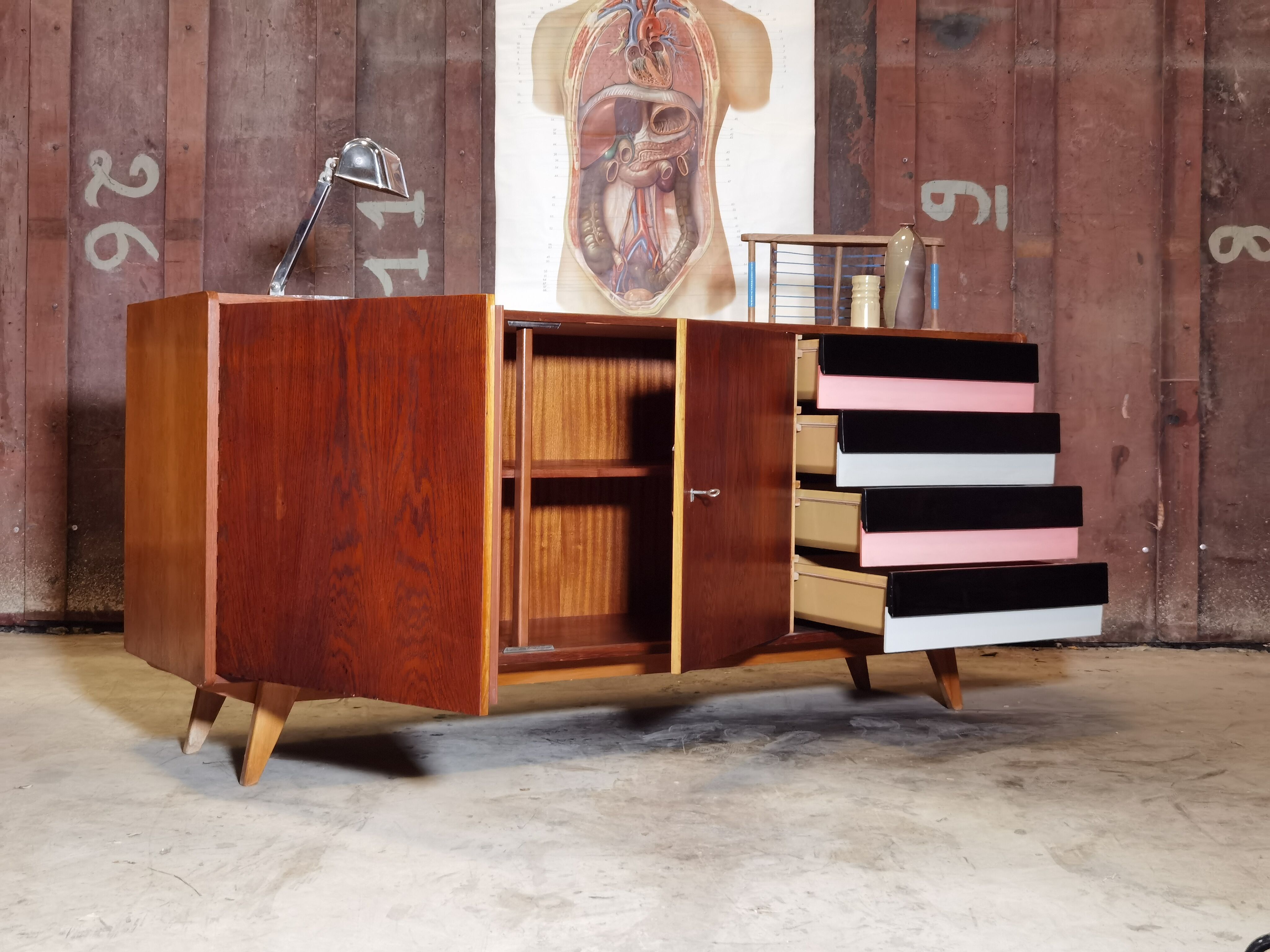 Sideboard U-460 by Jiri Jiroutek Rose and Grise