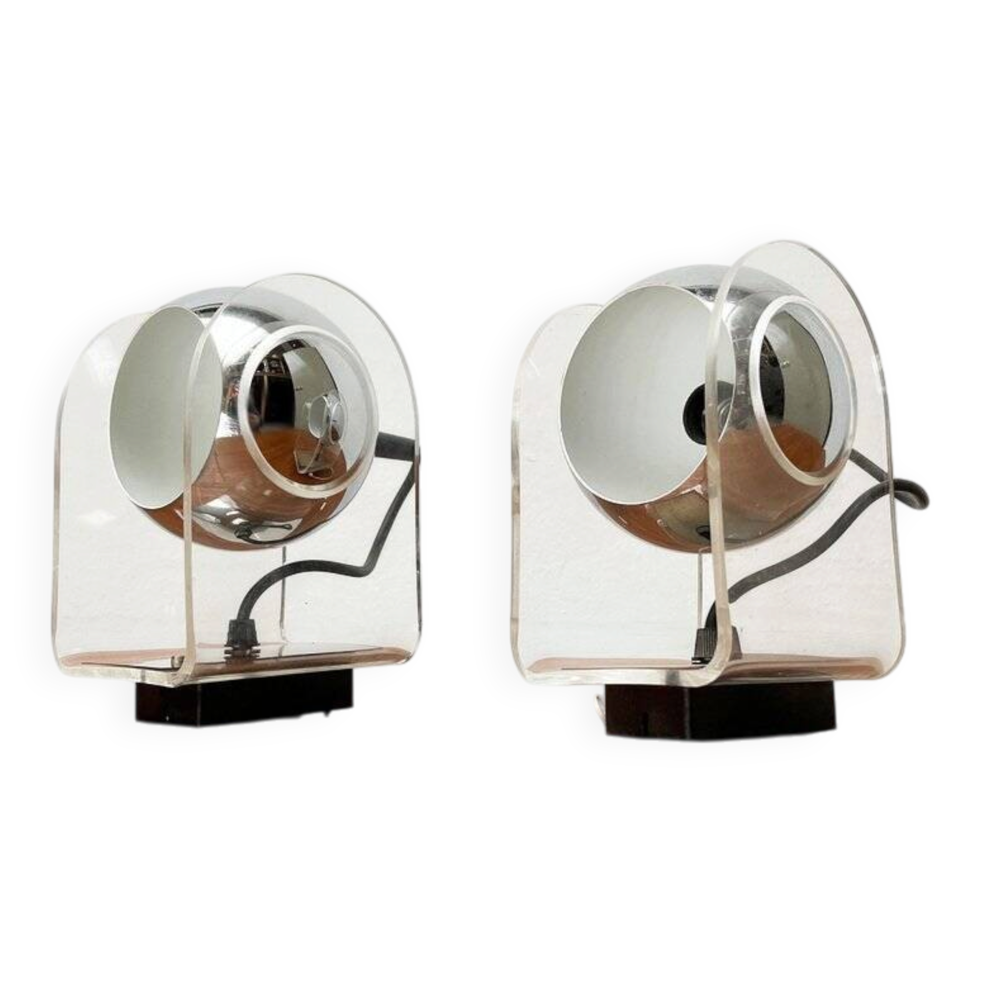 German wall lamps model 540 from the mid-century space age in the style of Gino Sarfatti, 1960s, set of 2.