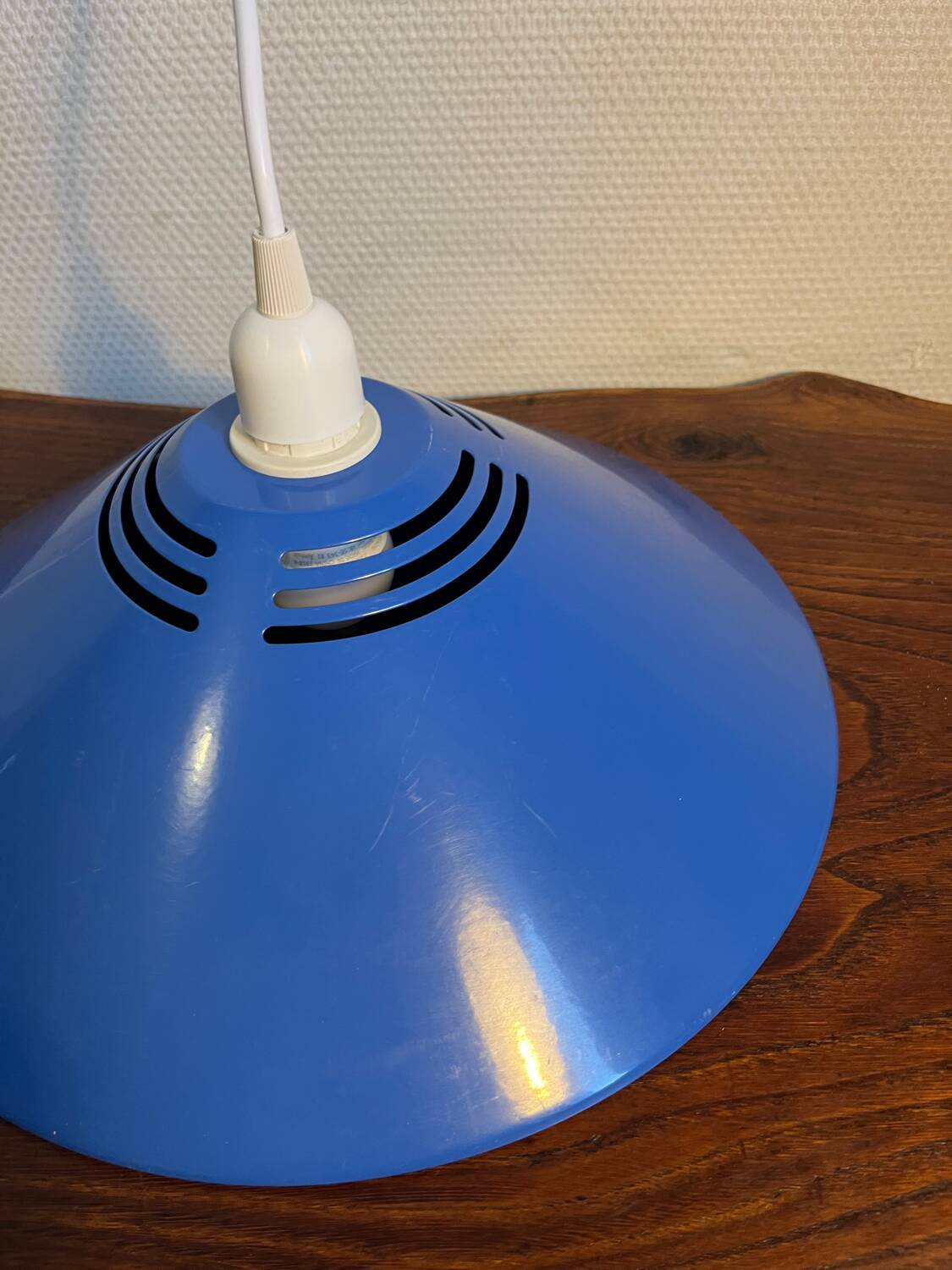 80s blue metal pendant light