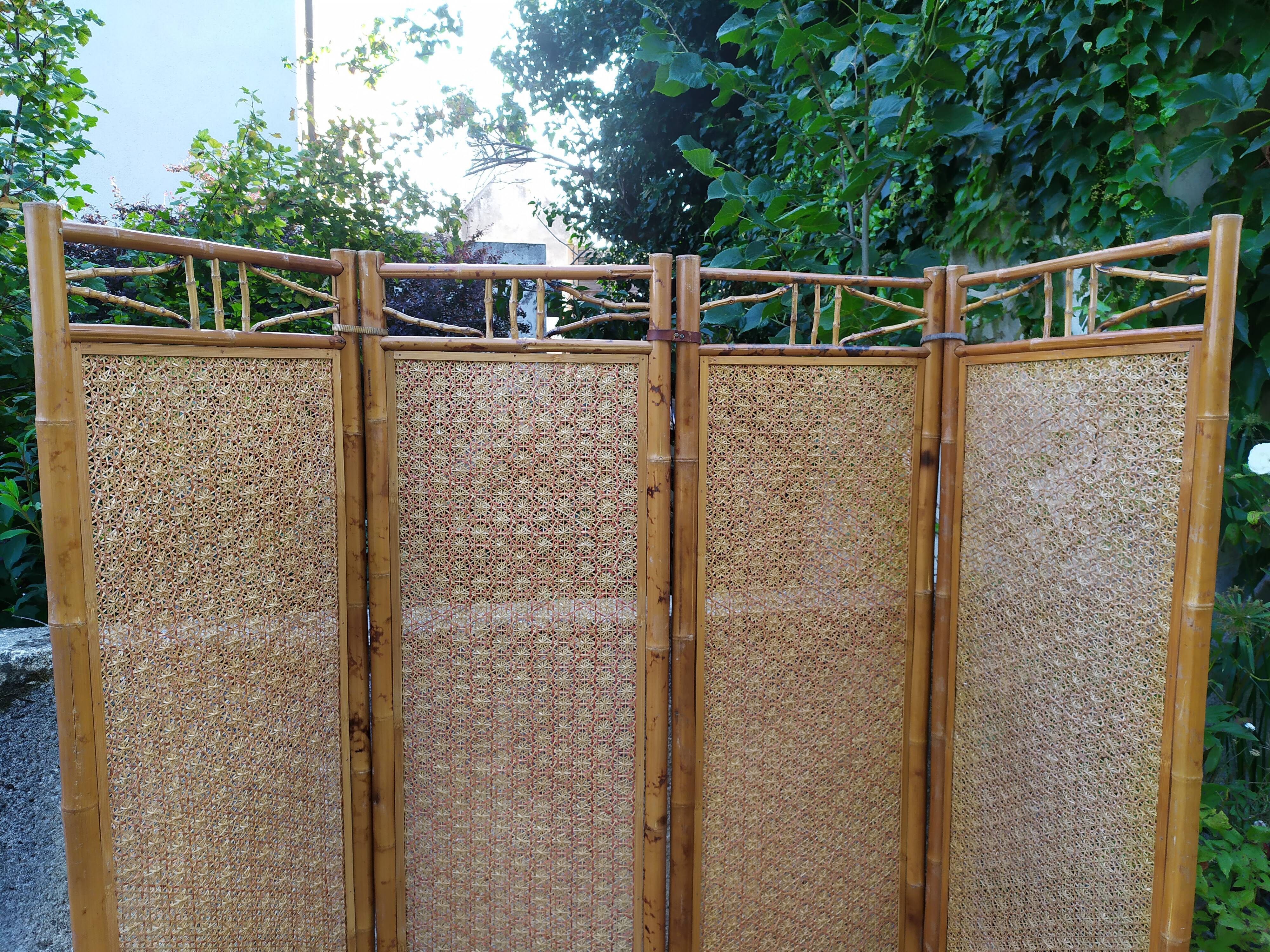 Bamboo screen and rattan 70s