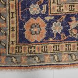 Orange & navy blue turkish vintage rug
