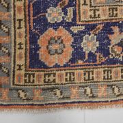Orange & navy blue turkish vintage rug