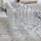 8 vintage pressed glass champagne glasses