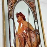 Vintage Alphonse Mucha Reverie De Soir Mirror, Art Nouveau