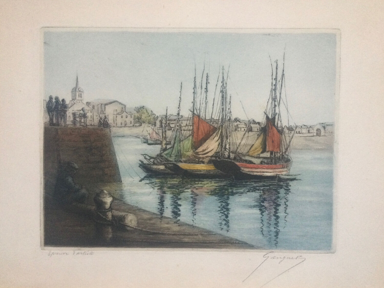 Concarneau. Aquatint by Eugène GAUGUET, 1872-1943