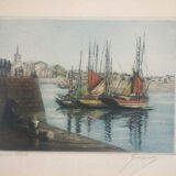 Concarneau. Aquatint by Eugène GAUGUET, 1872-1943