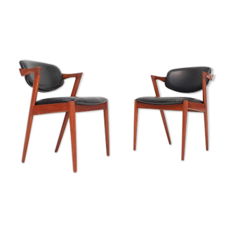 Paire de chaises de Kai Kristiansen modèle 42 en teck pour Schou Andersen 1960