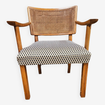 Breuer style cane armchair chair 1960 vintage