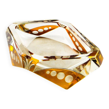Cendrier Art Déco, en verre cristal, Huta Julia, Pologne, années 1960