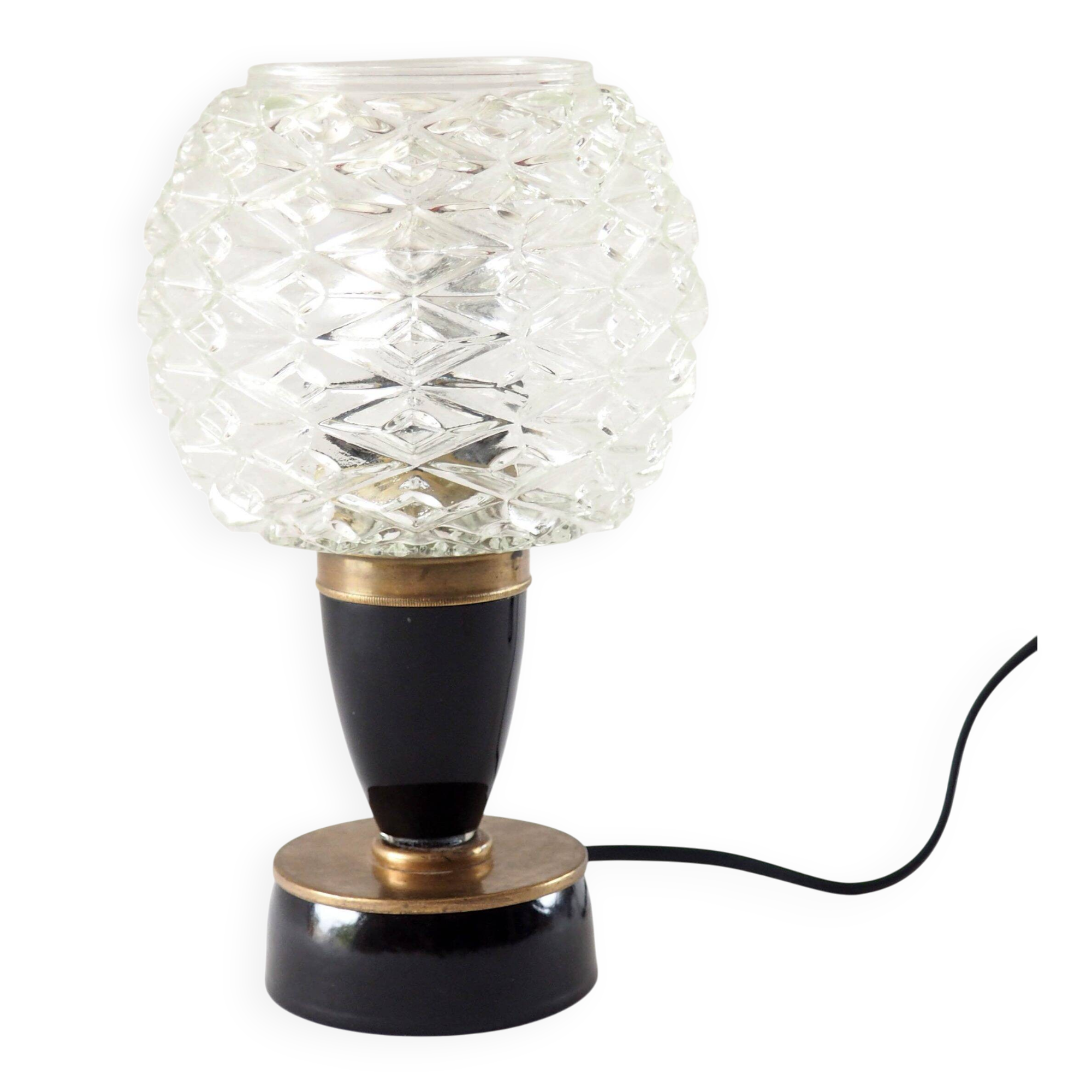 Lampe boule ananas et verre noir