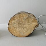 Solid wood and chrome lamp, rope lampshade