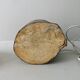 Lampe en bois massif et chrome, abat jour corde