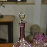Set of pink blown glass carafes and glasses, 1950s