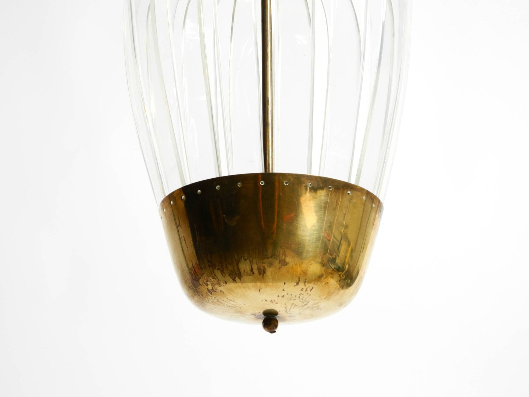 Mid-Century Pendant Lamp by Vereinigte Werkstätten, in Brass and Plexiglass