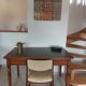 Wooden desk, leather top, extensions