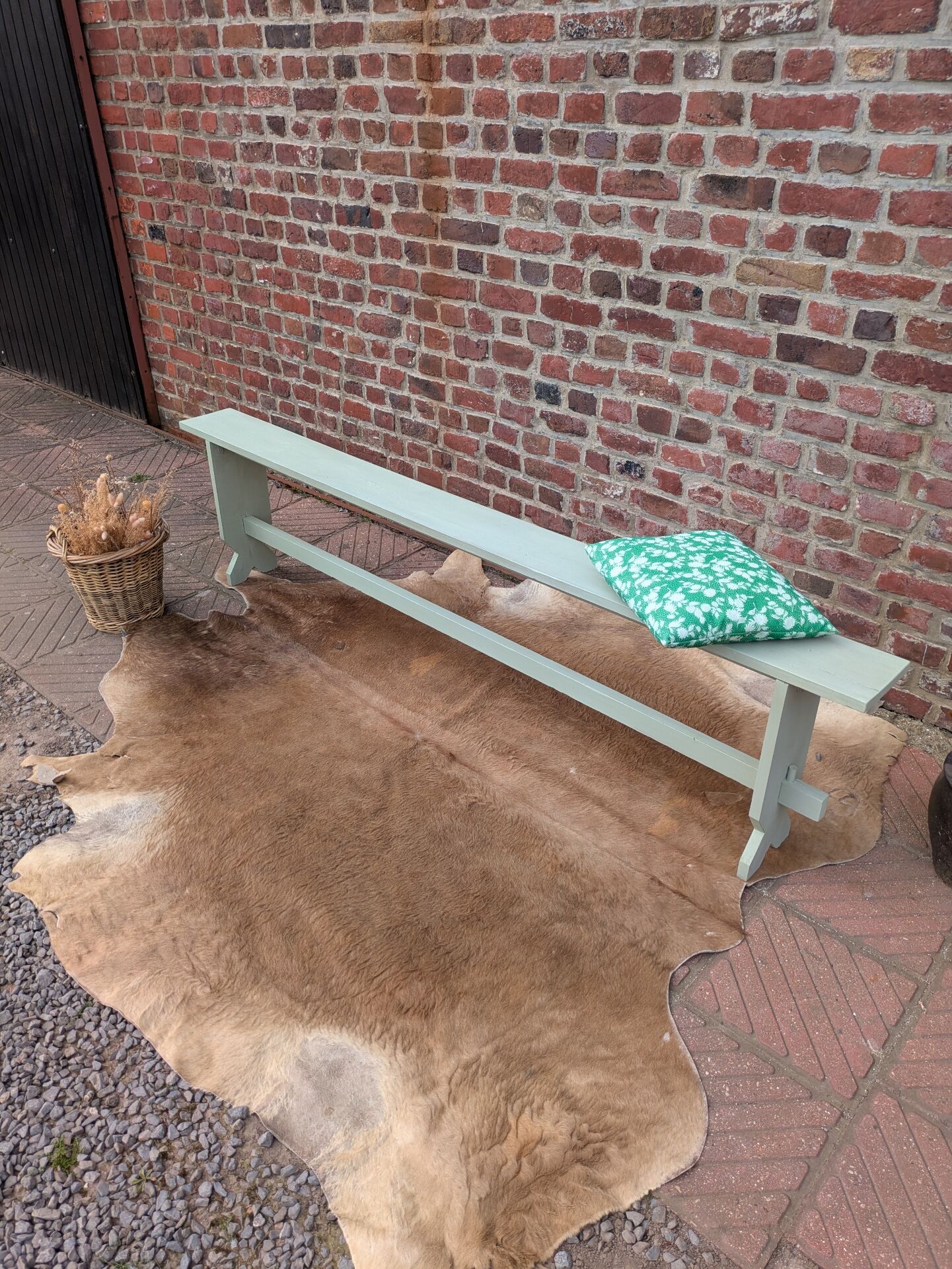 Pair of patinated benches