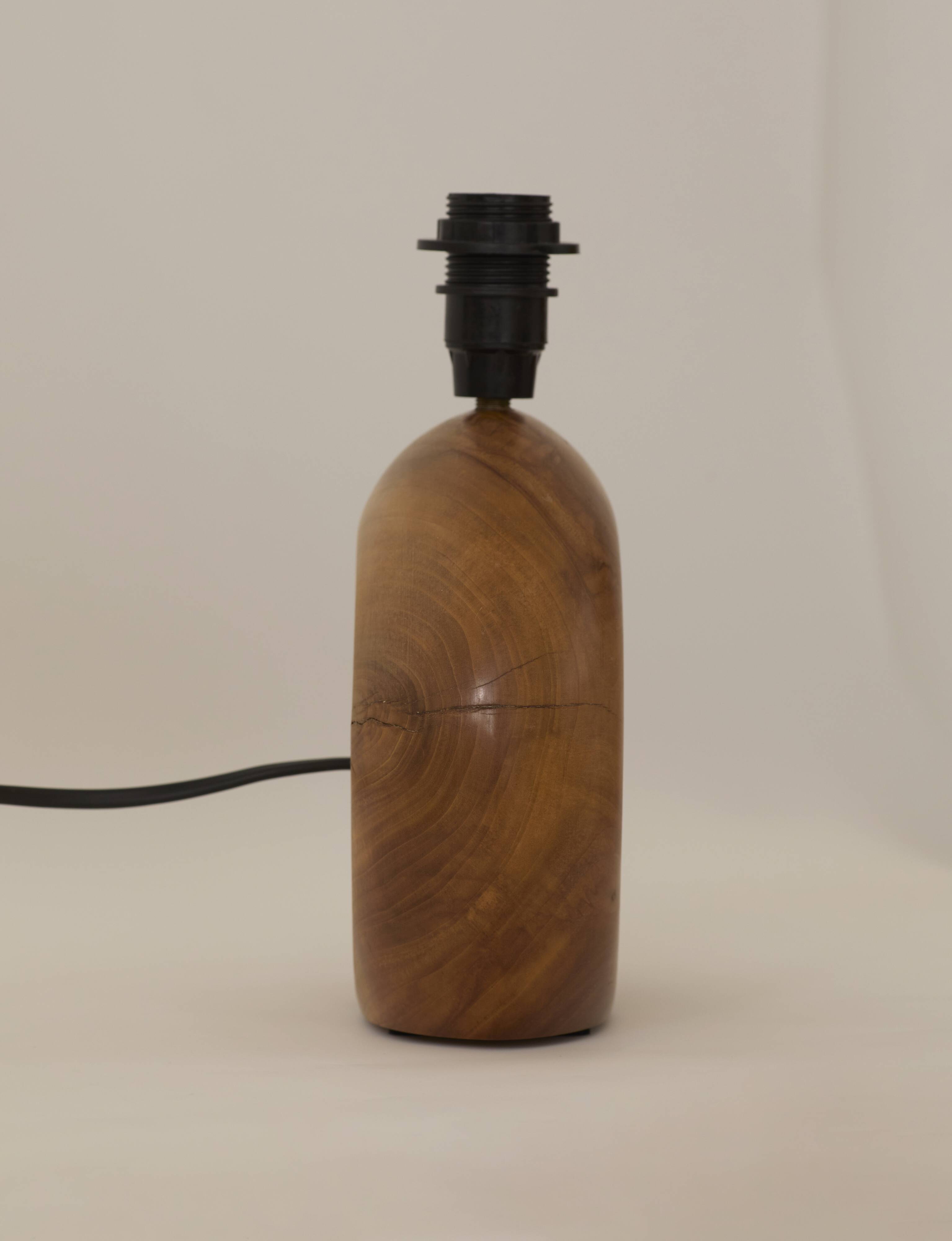Vintage handmade solid wood lamp base (olive) Circa 1970