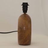 Vintage handmade solid wood lamp base (olive) Circa 1970
