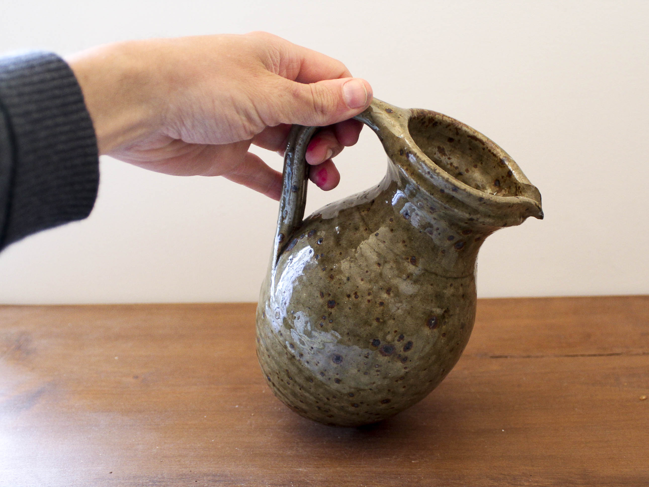 Pyrite stoneware pitcher Guy Baudat 70s