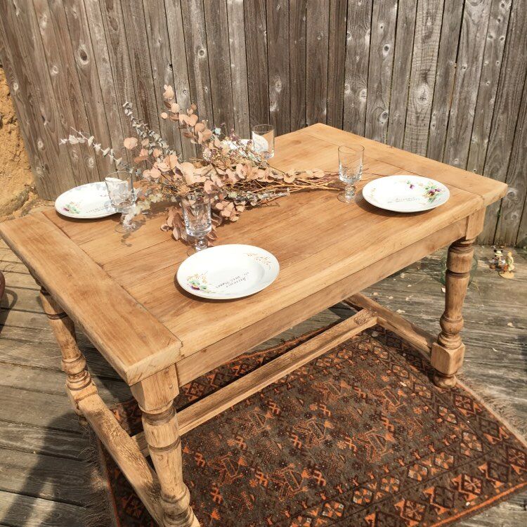 Raw wood farm table
