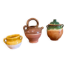 3 glazed terracotta pots