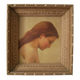 Tableau portrait jeune femme profil décoration antique bohème campagne peinture tons beige nude