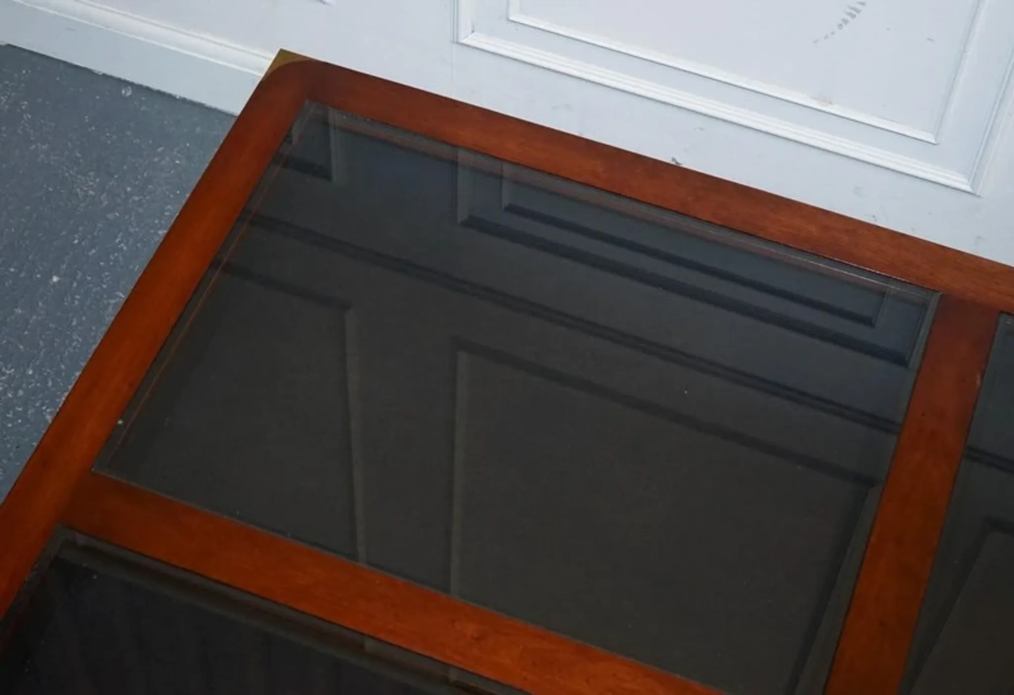 Very Large Coffee Table with Marquetry Glass Panels by Kennedy Harrods