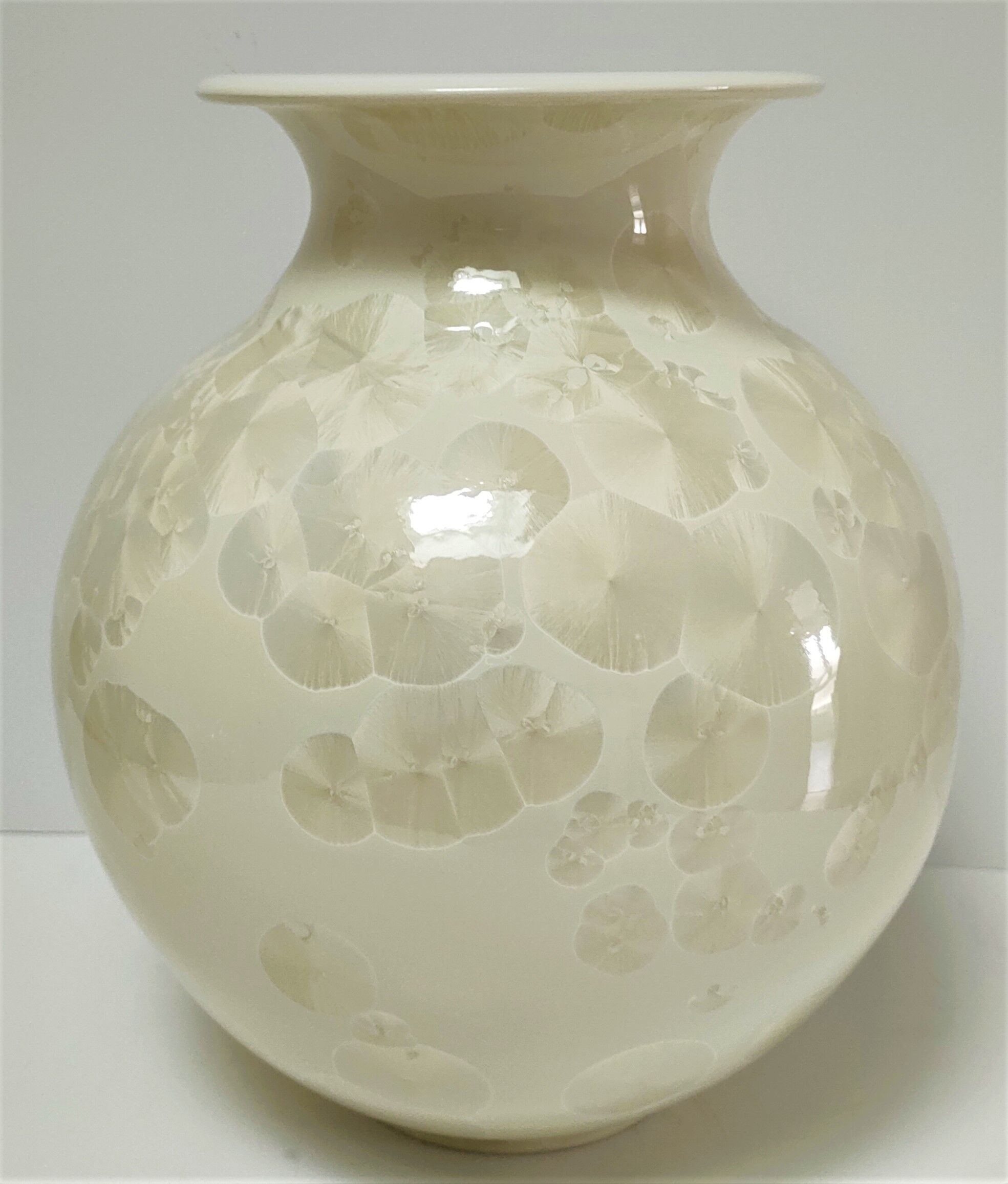 Ceramic vase with crystallizations by Bernard Guipouy stamped