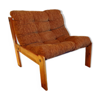 Scandinavian pine and velvet seat