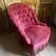 Antique Napoleon III period upholstered toad armchair – 19th century – Upholstered red velvet