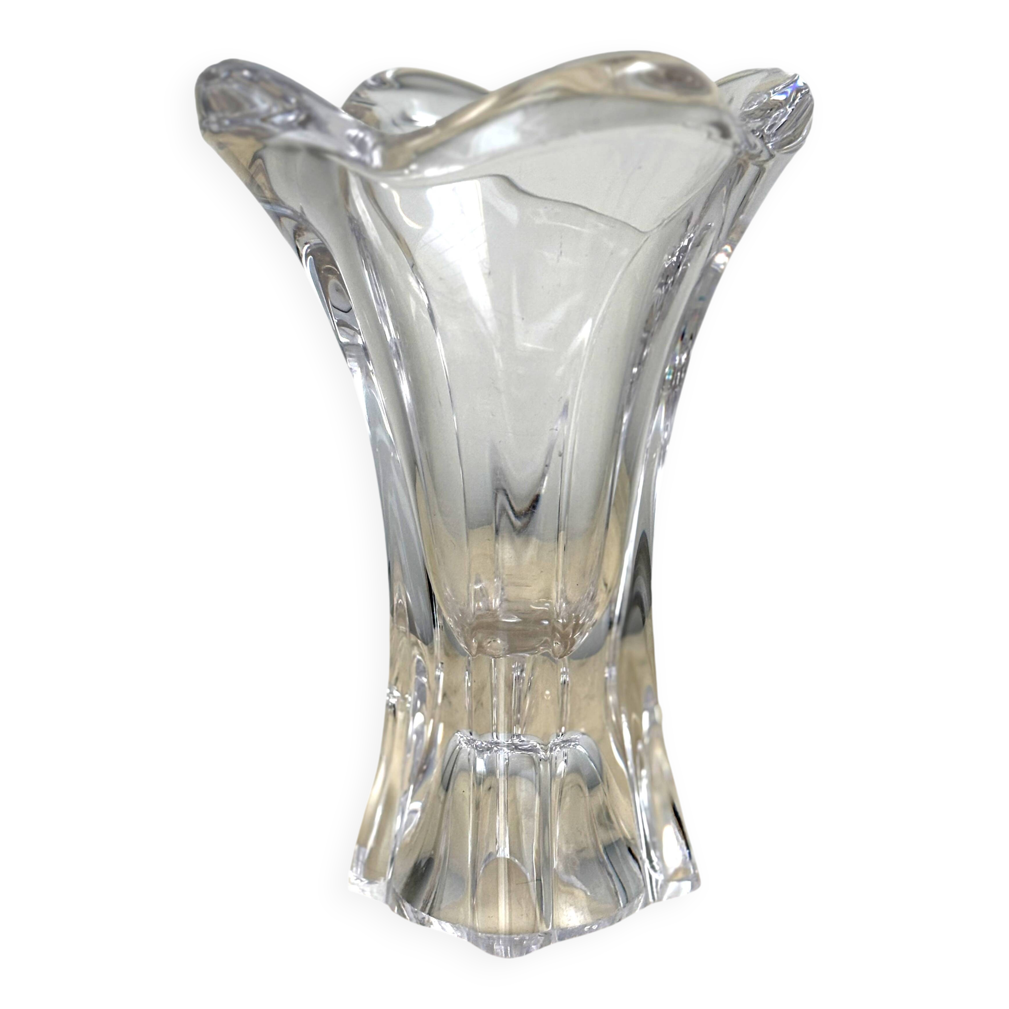 Petit vase corolle cristal de Bayel, design moderne épuré, déco de table ch