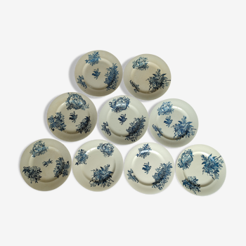 Set of nine antique earthenware, terracotta plates Salins, Antoinette
