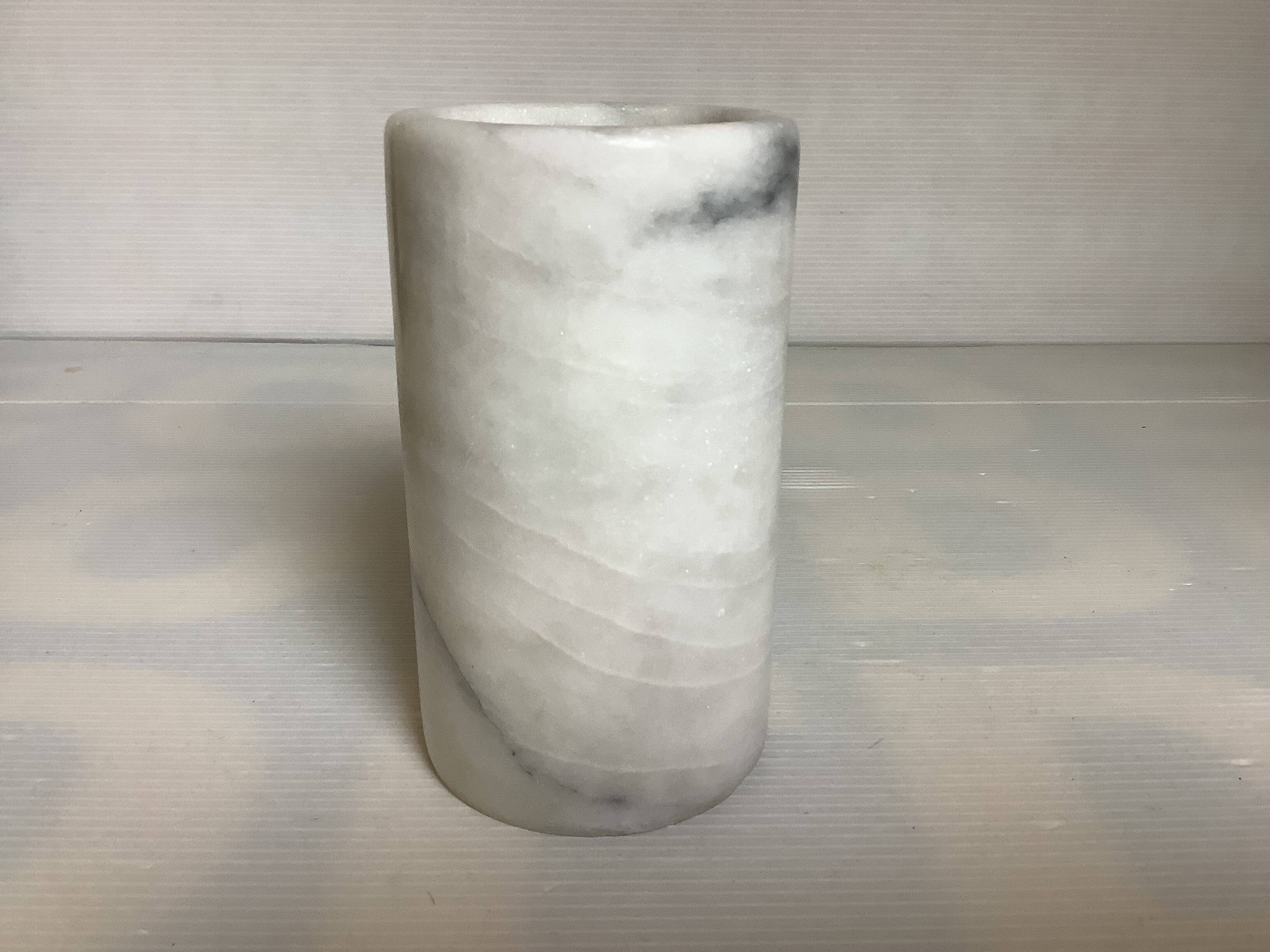 White gray marble roller vase