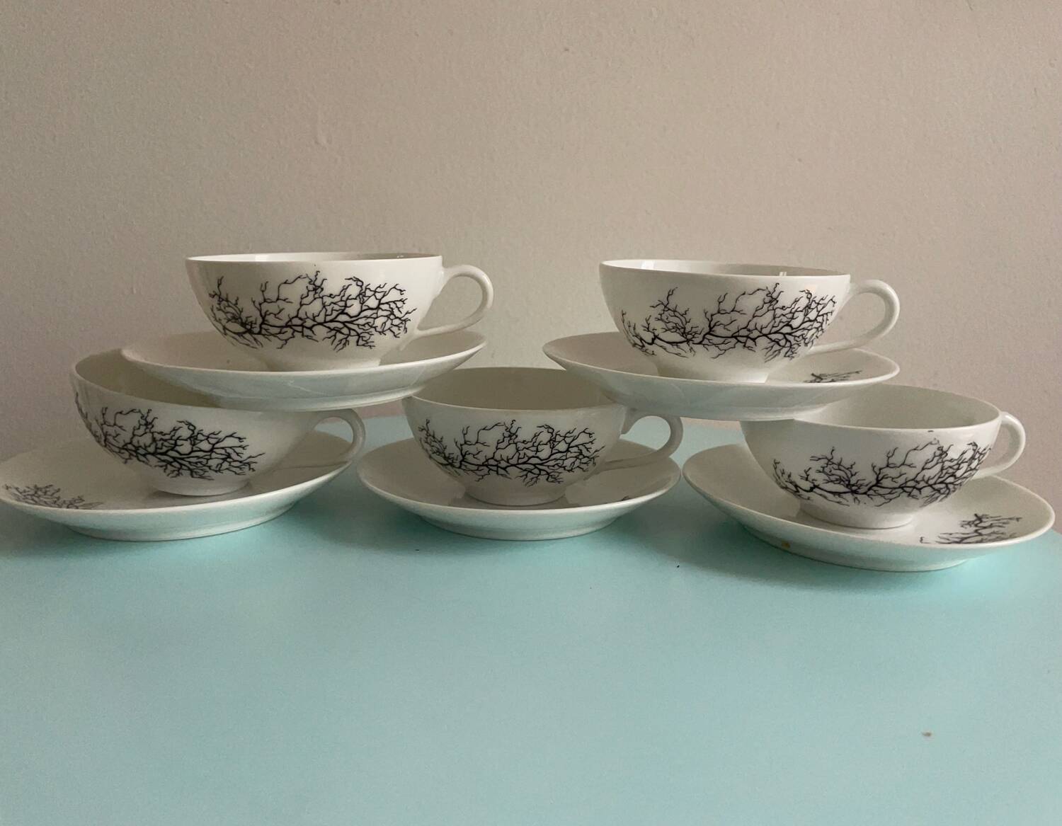 Vintage Limoges Porcelain Coffee Cups – Françoise Adnet “Black Coral”